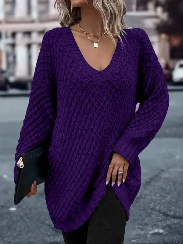 Solid Drop Shoulder Cotton Oversized Sweater