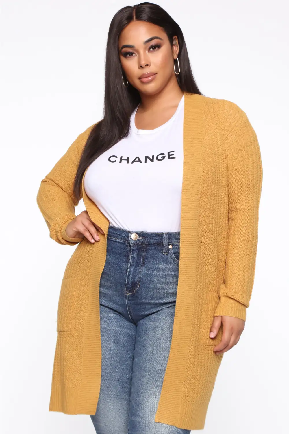 Throw It On Ribbed Cardigan - Mustard