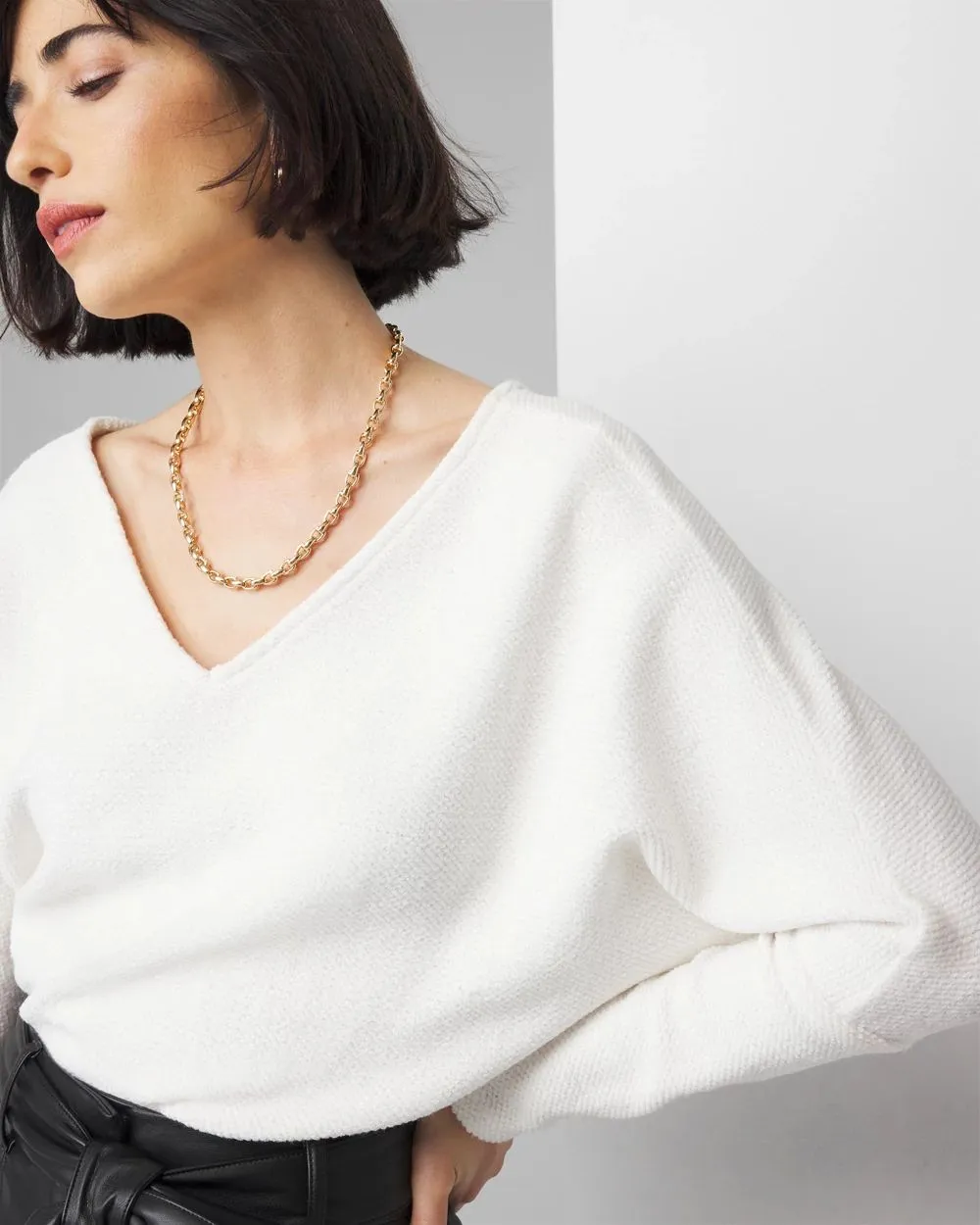 V-Neck Chenille Pullover