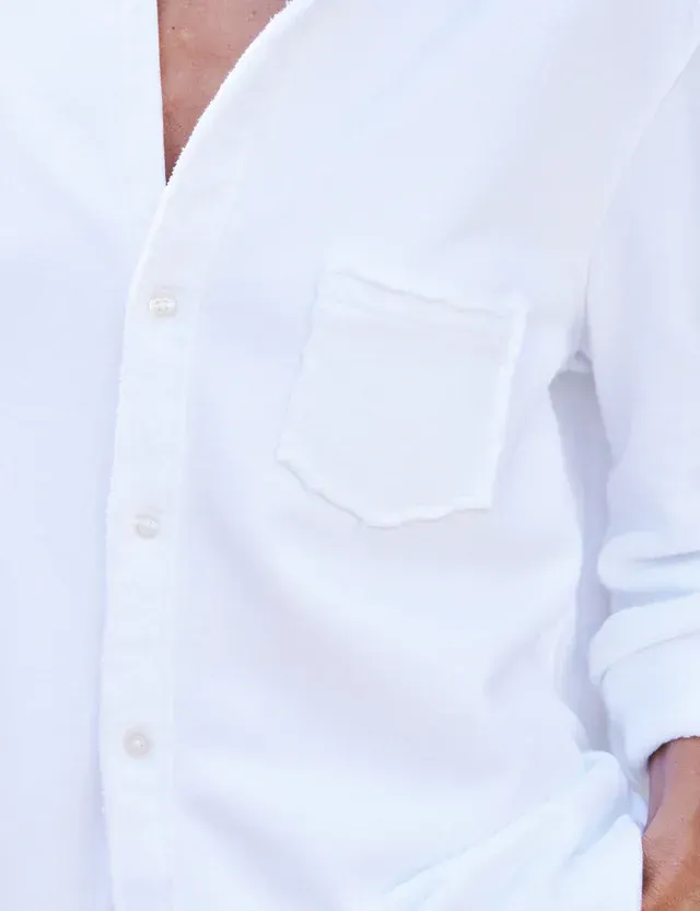 White Sweatshirt Button-Up