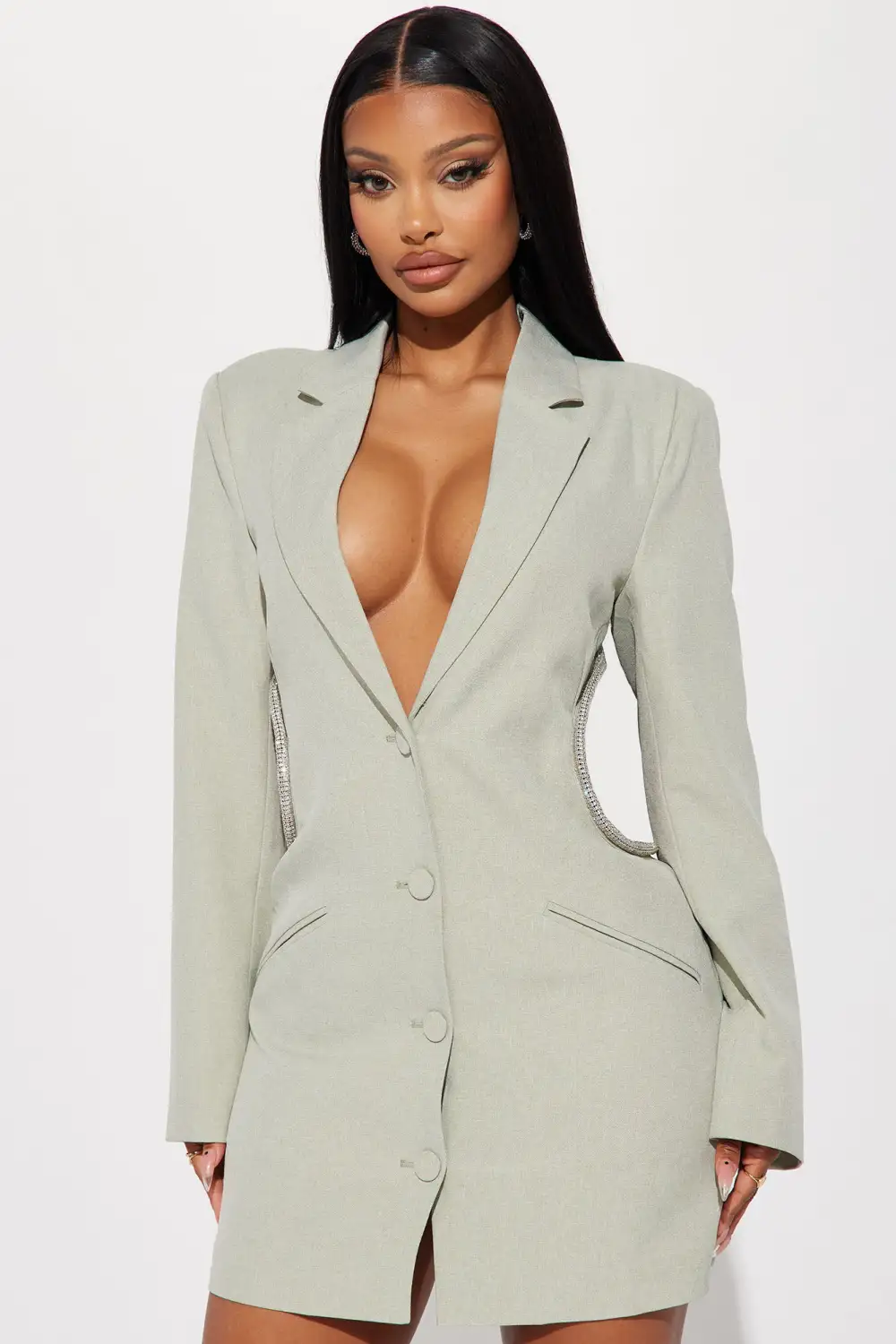 Gabriella Blazer Mini Dress - Sage/combo