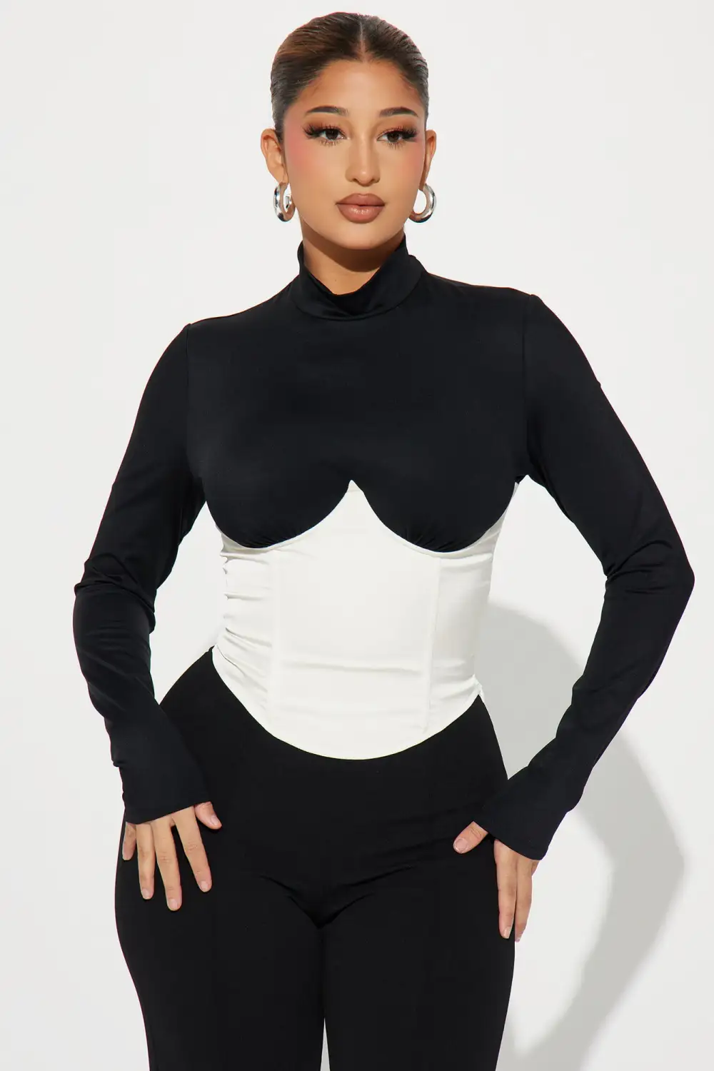 Hailey Satin Corset Top - Black/combo