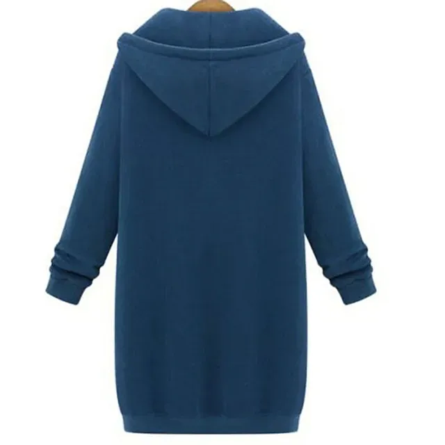 Women's Casual Jacket Hoodie Jacket Warm Pocket Full Zip Streetwear Casual Solid Color Street Sport Daily Going out Zipper Long Hoodie Regular Fit Long Sleeve Outerwear Black Pink Wine Fall Winter