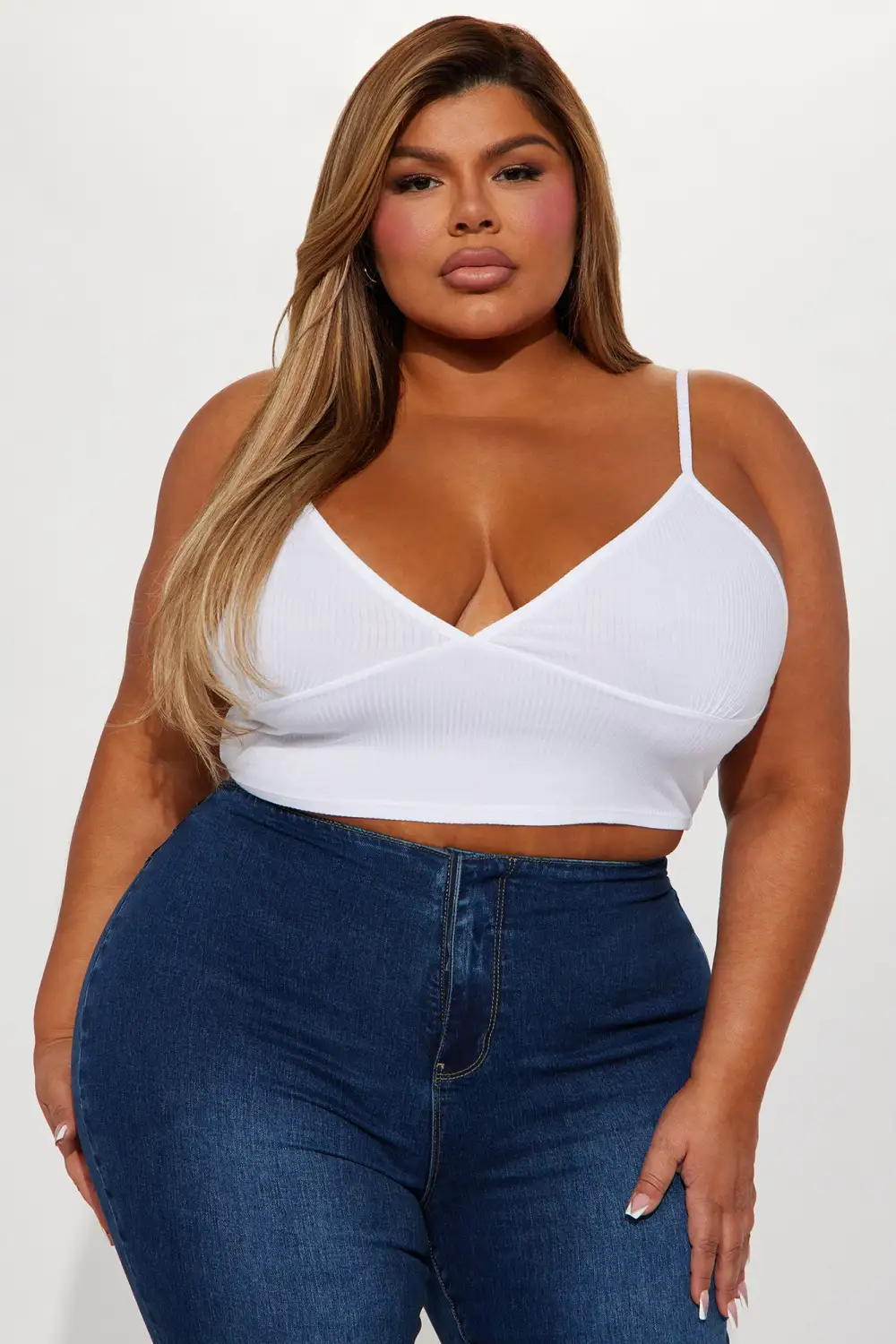 Ellie V Neck Cami Top - White