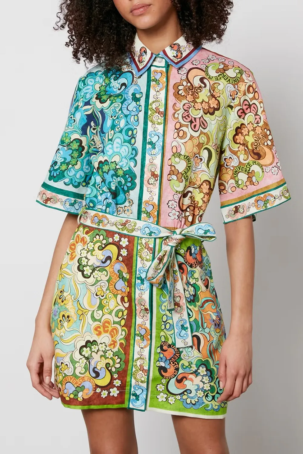 Dreamer printed linen shirt dress