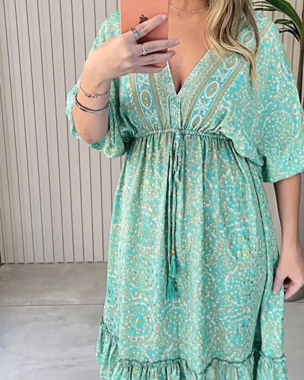 Women's Printed PatternV Neck Dress