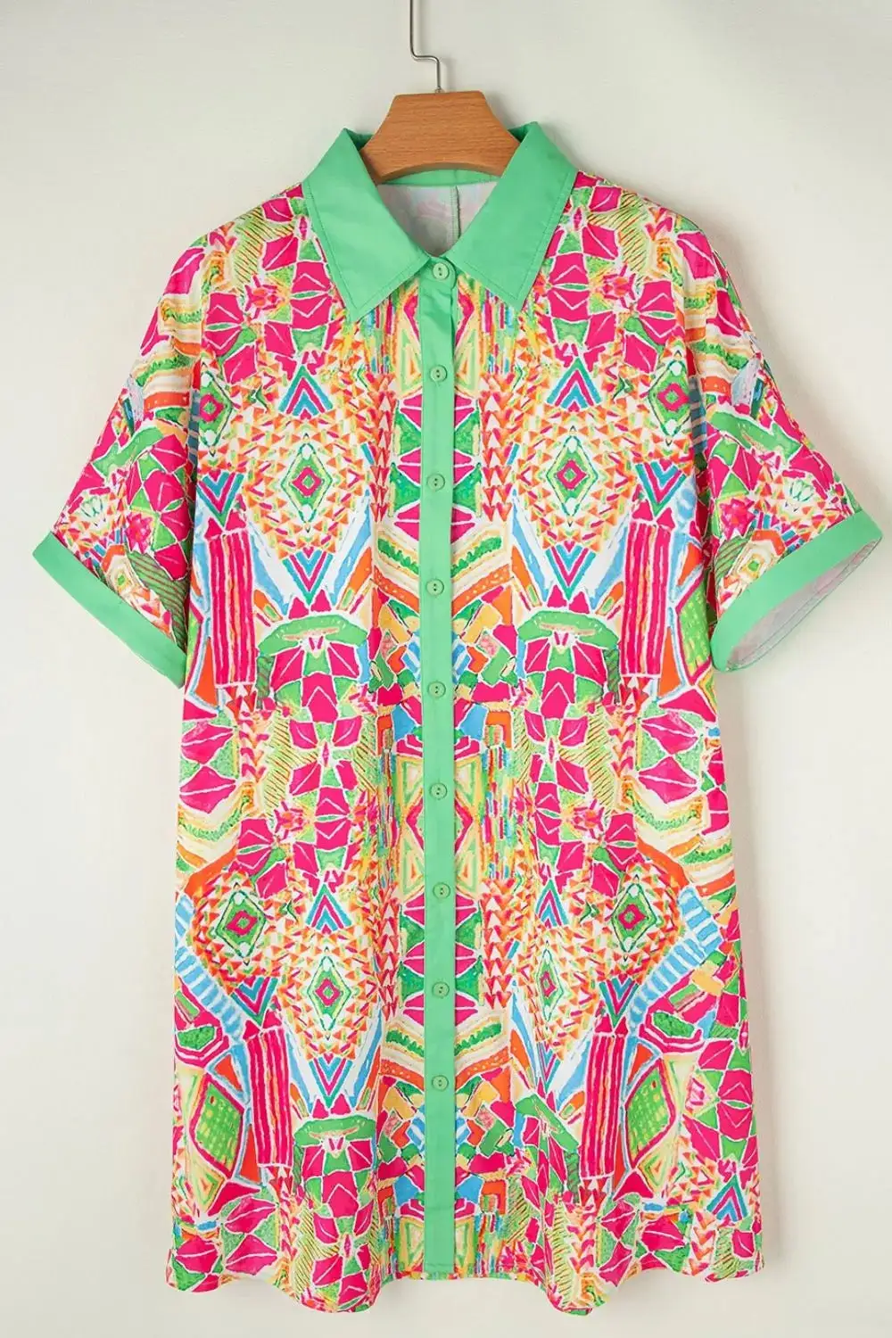 Button Front Printed Dress