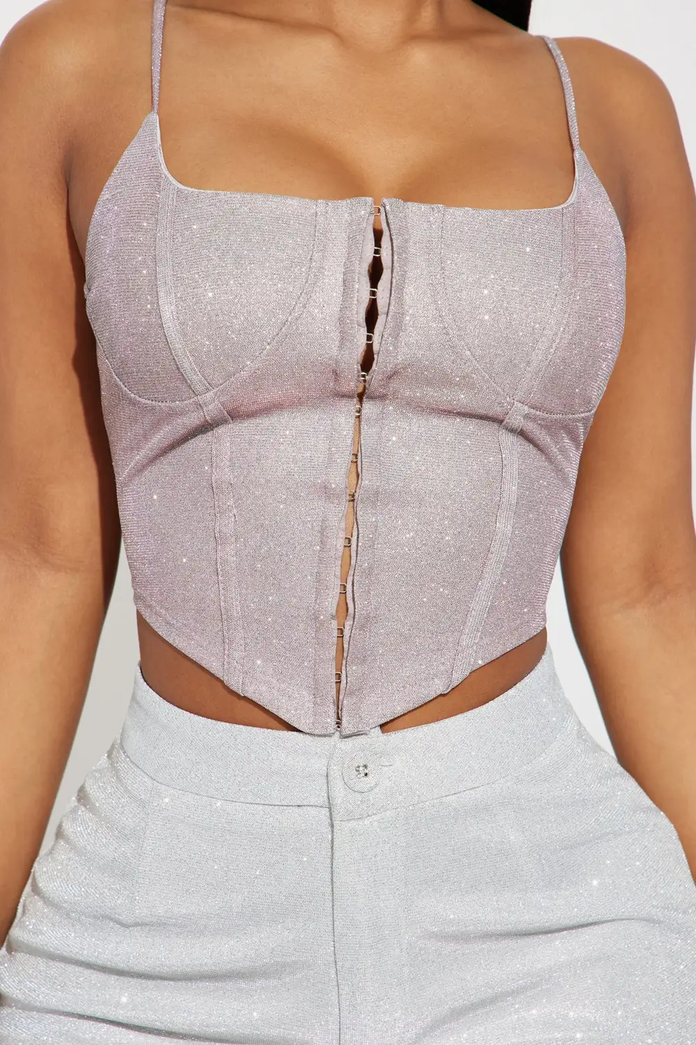 Party Never Stops Metallic Corset - Blush