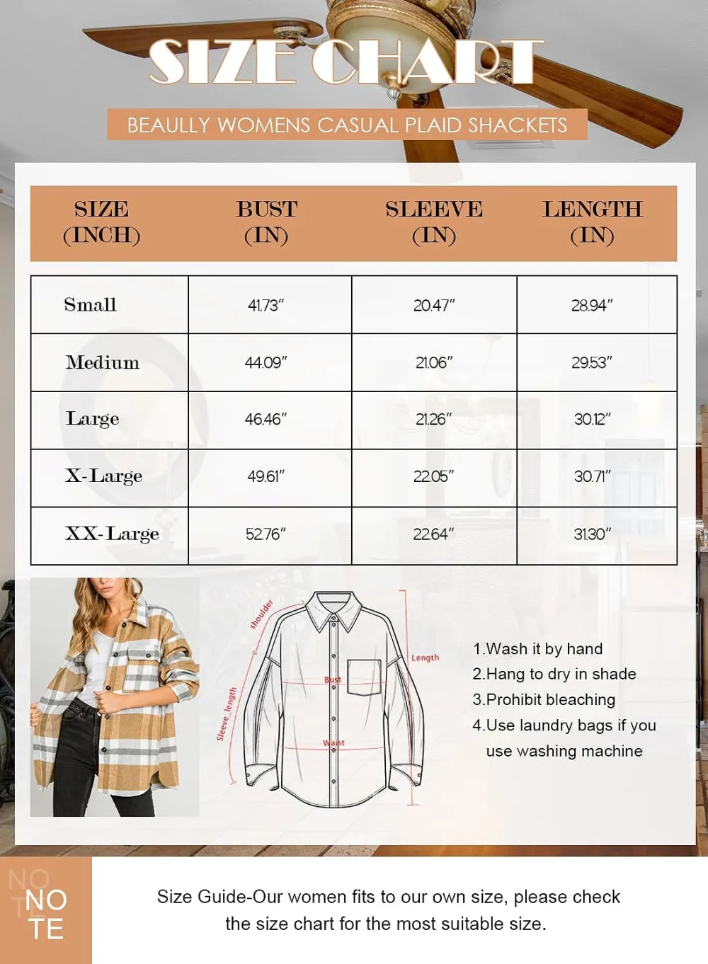 Women's Flannel Plaid Shacket Long Sleeve Button Down Chest Pocketed Shirts Jacket Coats