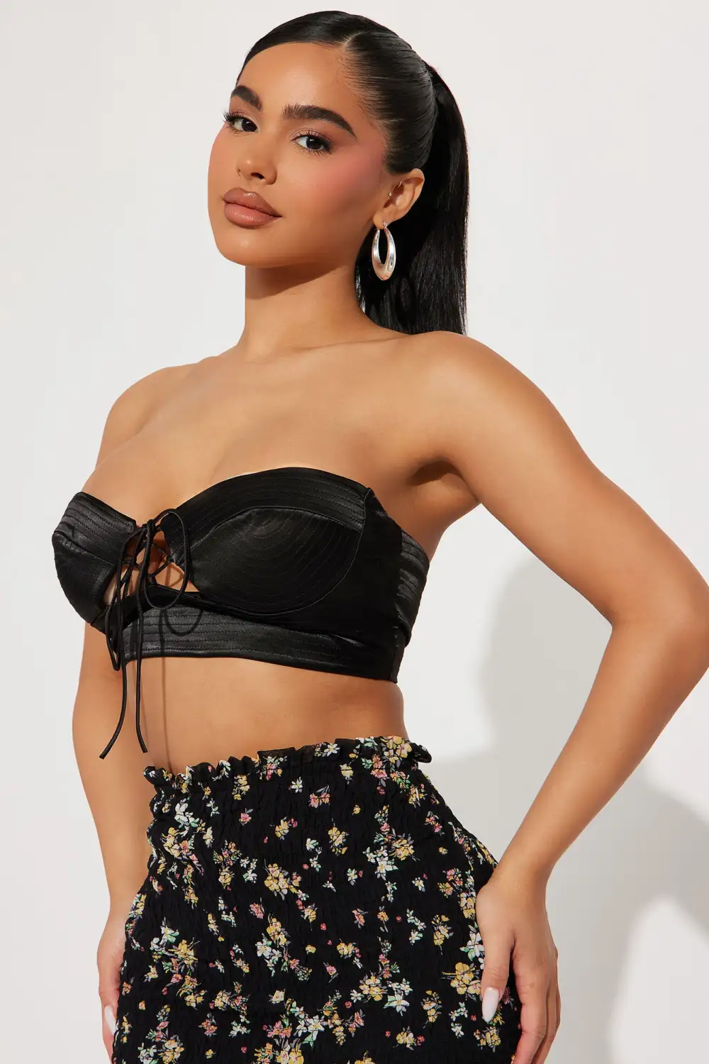Nora Satin Tube Top - Black