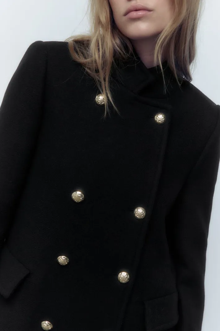 Double Breasted Stand Collar Coat