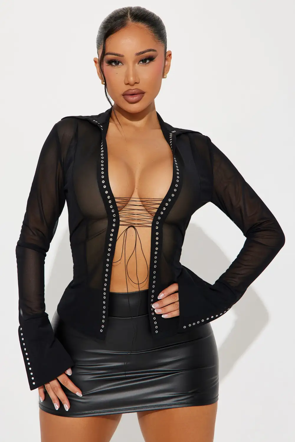 Dangerous Attraction Lace Up Shirt  - Black