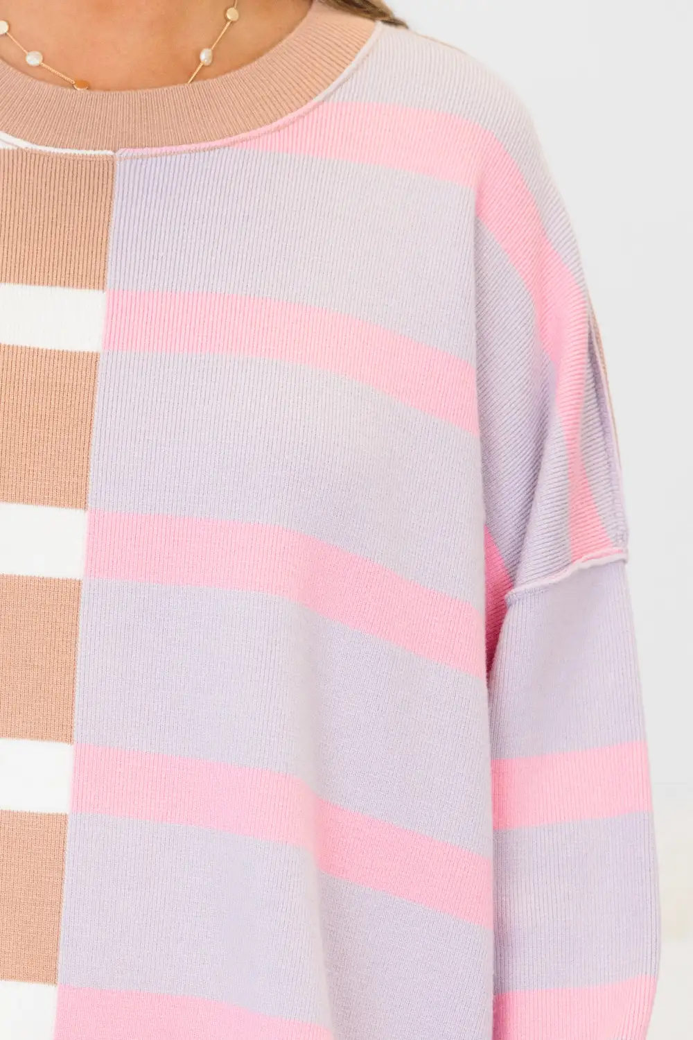 Bold Stripes Sweater, Brown-Grey