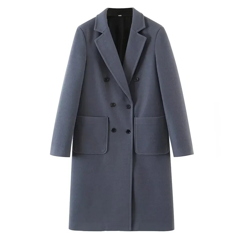 Front Buttons Lapel Coat in Gray
