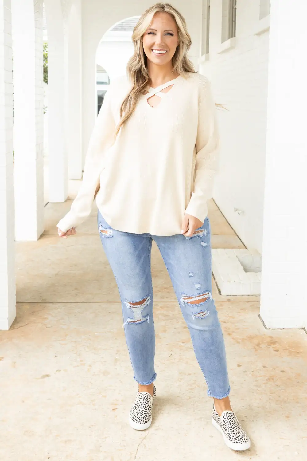 Away With Grace Sweater, Light Apricot