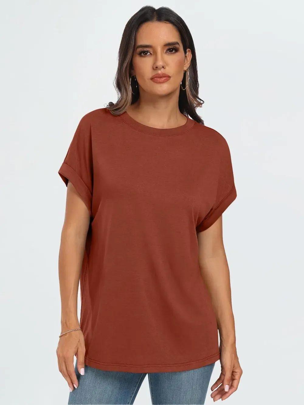 AUTOMET Women Tops Casual Basic T Shirts Loose Fit Crewneck Short Sleeve Summer Outfits