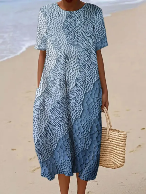 Women's Casual Gradient Print Round Neck Short Sleeve Dress