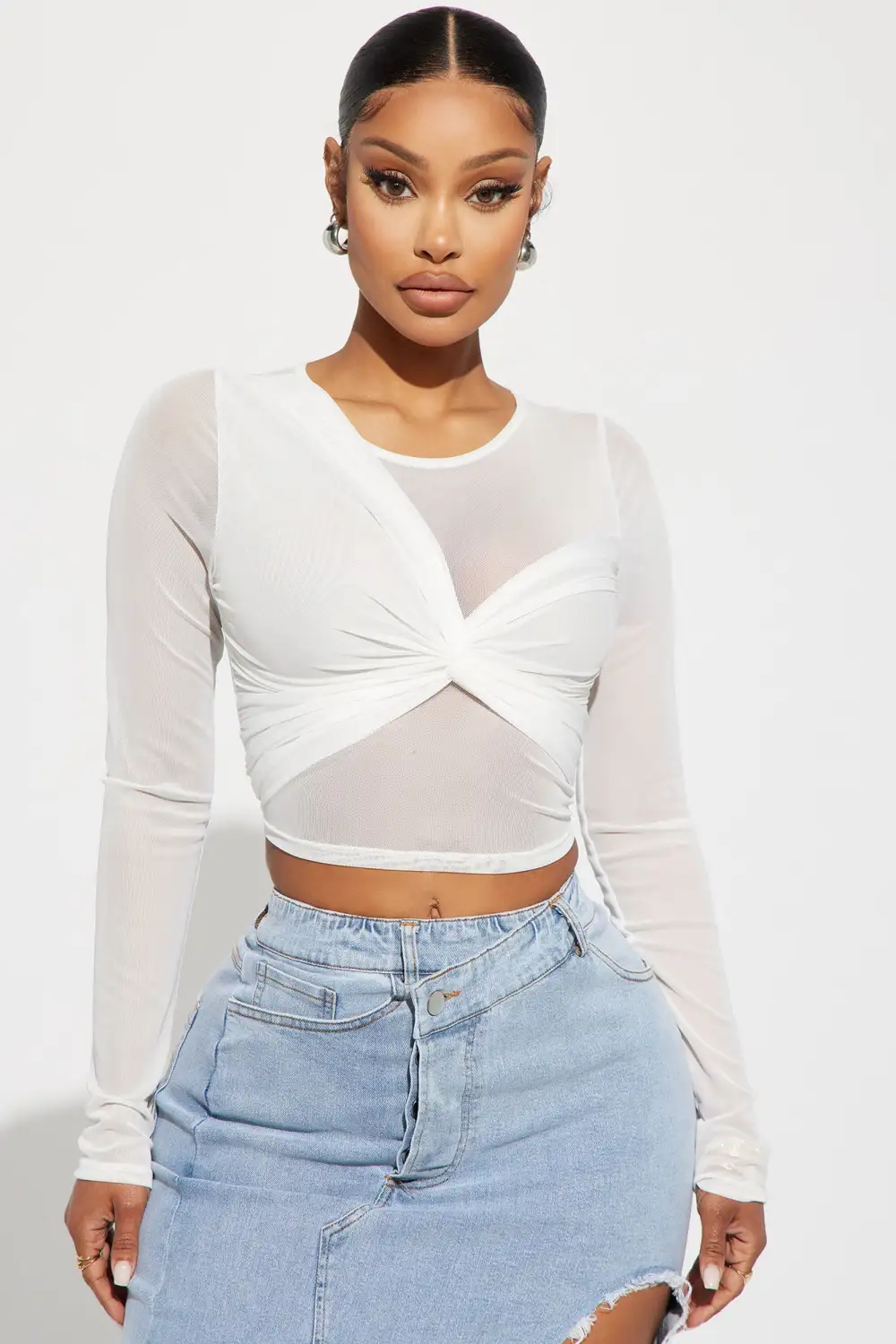Twist Of Faith Mesh Top - White