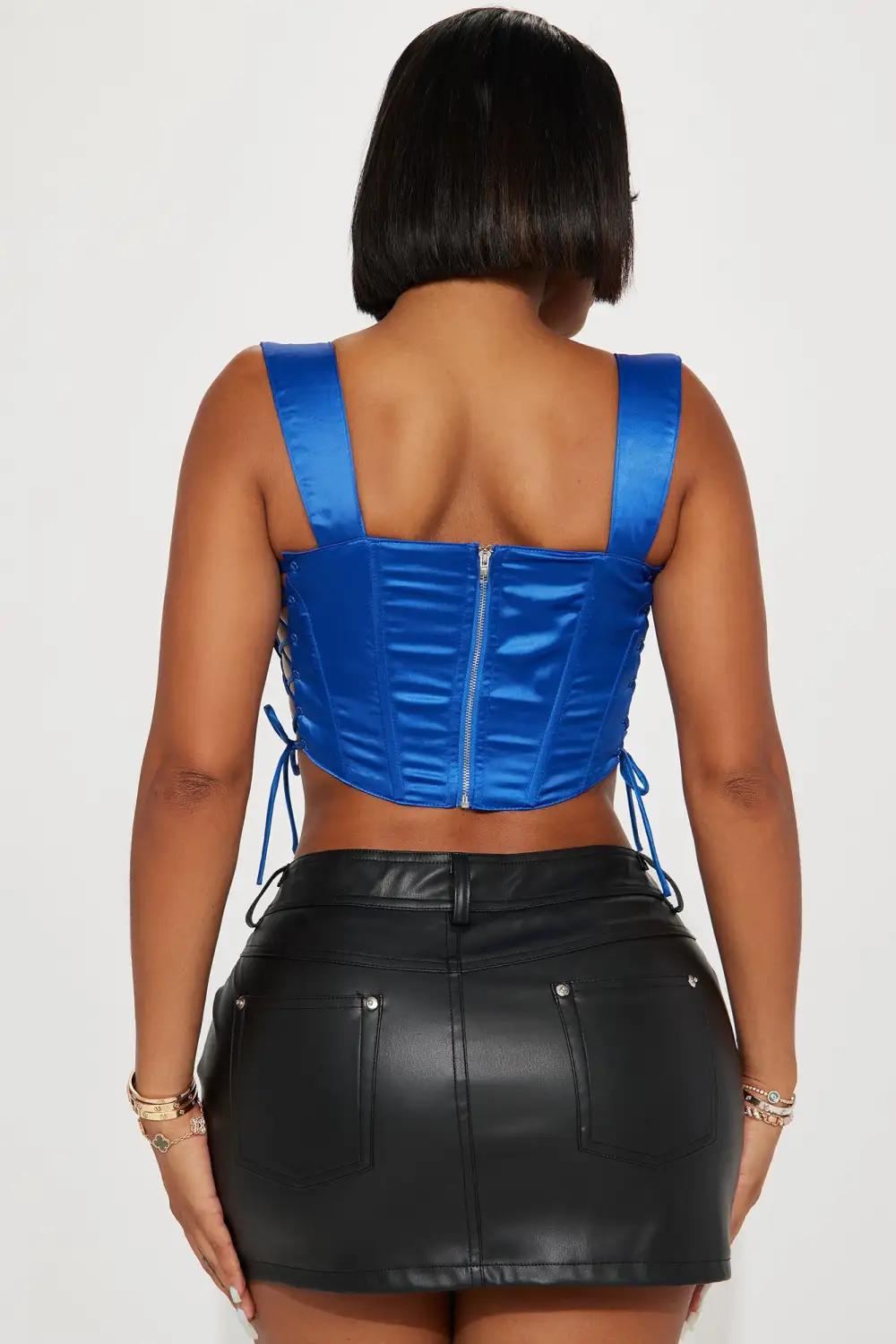 Side Struttin' Satin Corset Top - Royal
