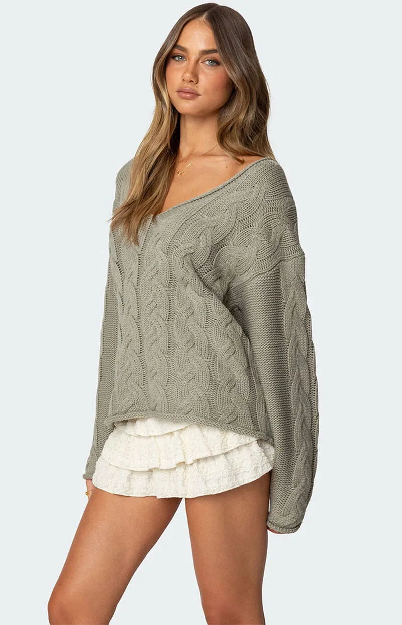 Edikted Inga Oversized Cable Knit Sweater