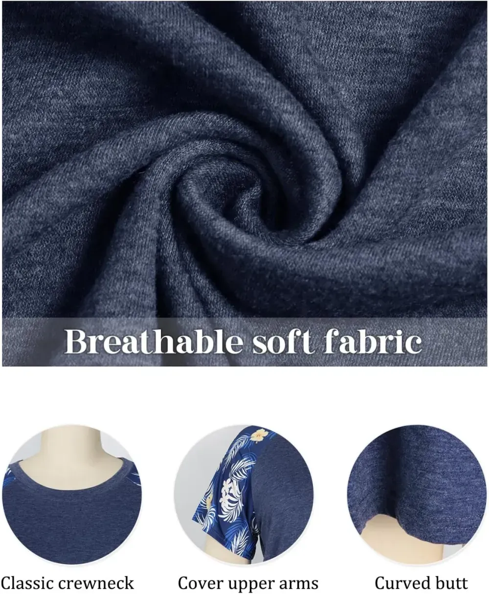 HDLTE Womens Plus Size Tops Floral Bell Sleeves Blouses Summer Crewneck Tunic Loose Casual T Shirts