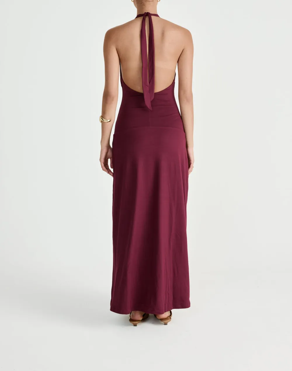 High-End Drape Halter Dress