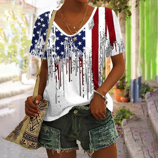 Women's Independence Day Printed Casual T-Shirt