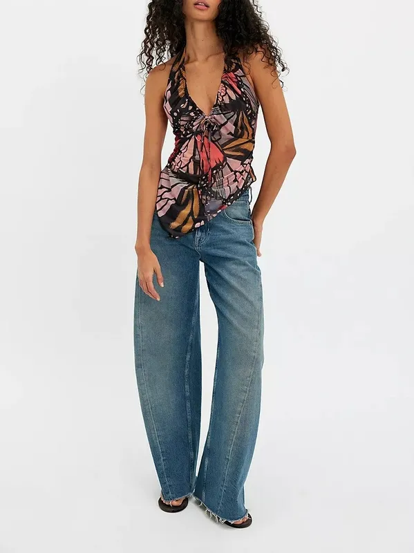 Printed Halter Sleeveless Top