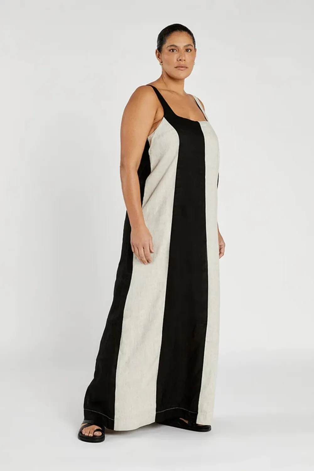 natural color block maxi dress