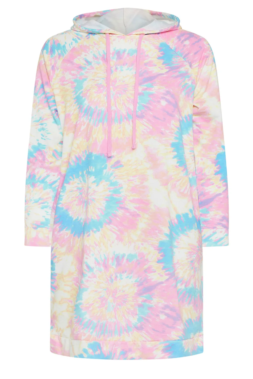 YOURS Curve Pink Tie Dye Hoodie Dress