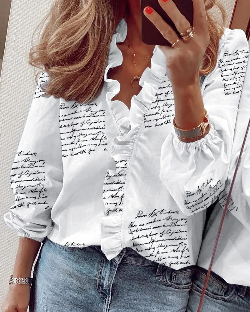 New Long Sleeve Ruffle Blouse Shirt