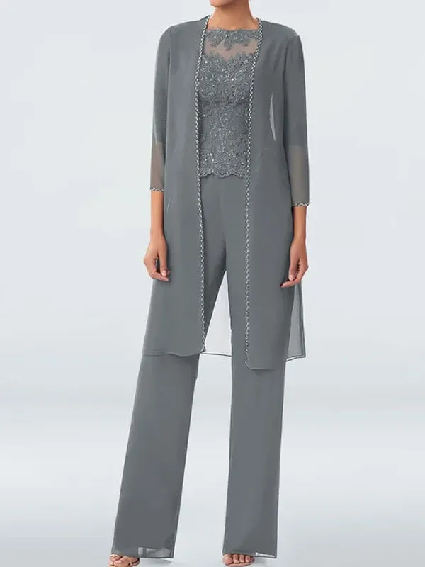 Lace sequin temperament wedding ladies chiffon sets