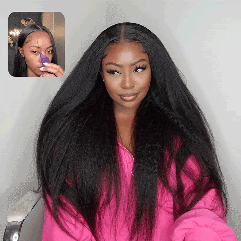 Affordable Glueless 7×6 Lace Kinky Straight Human Hair Wig Sterly Hair