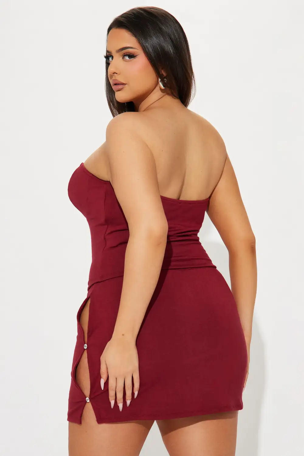 Gemma Micro Mini Skirt Set - Burgundy