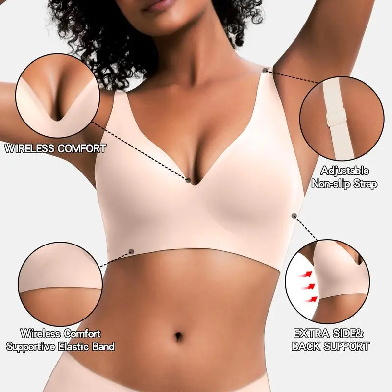 Women's Jelly Wireless Deep V Push-Up Seamless Bra