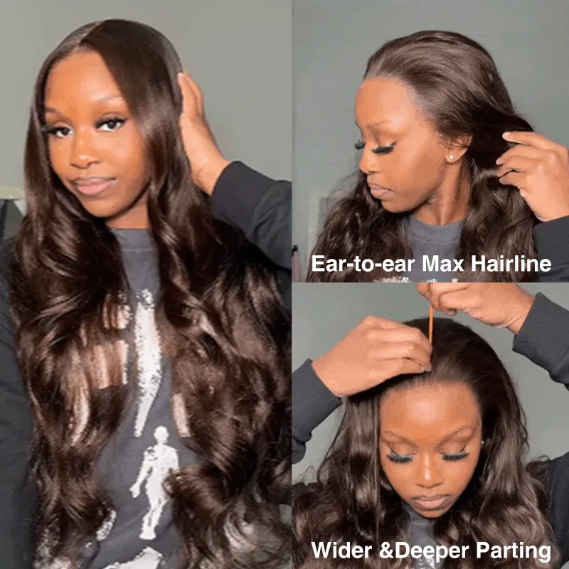 Affordable #2 Dark Brown Body Wave 13x6 Full Lace Frontal Human Hair Wigs