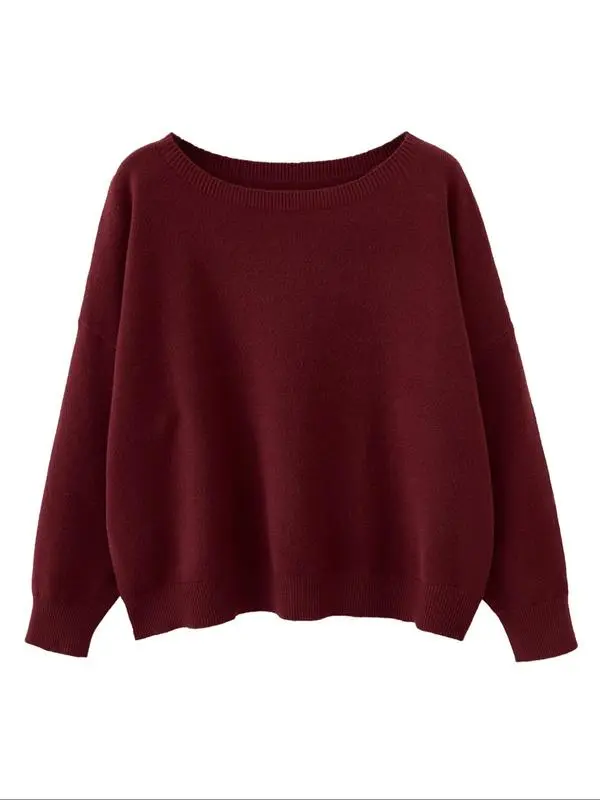 Women's Plain Scoop Neck Sweater