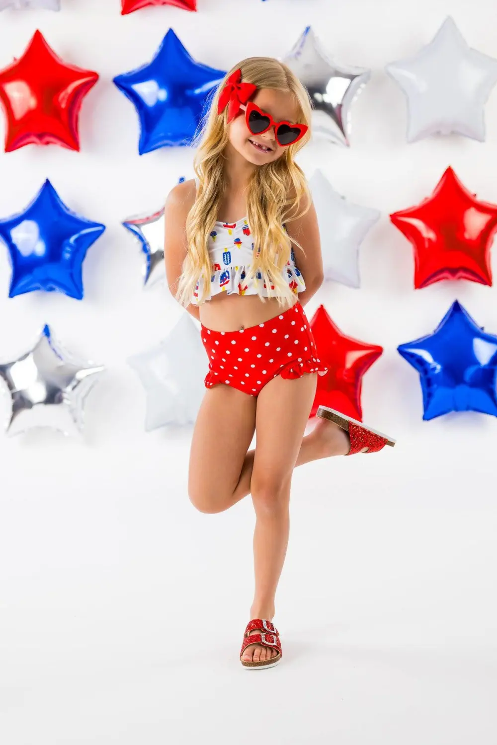 Patriotic Popsicle High-Waisted Swimsuit Set