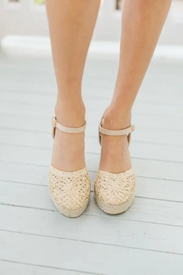What A View Natural Espadrille Wedges