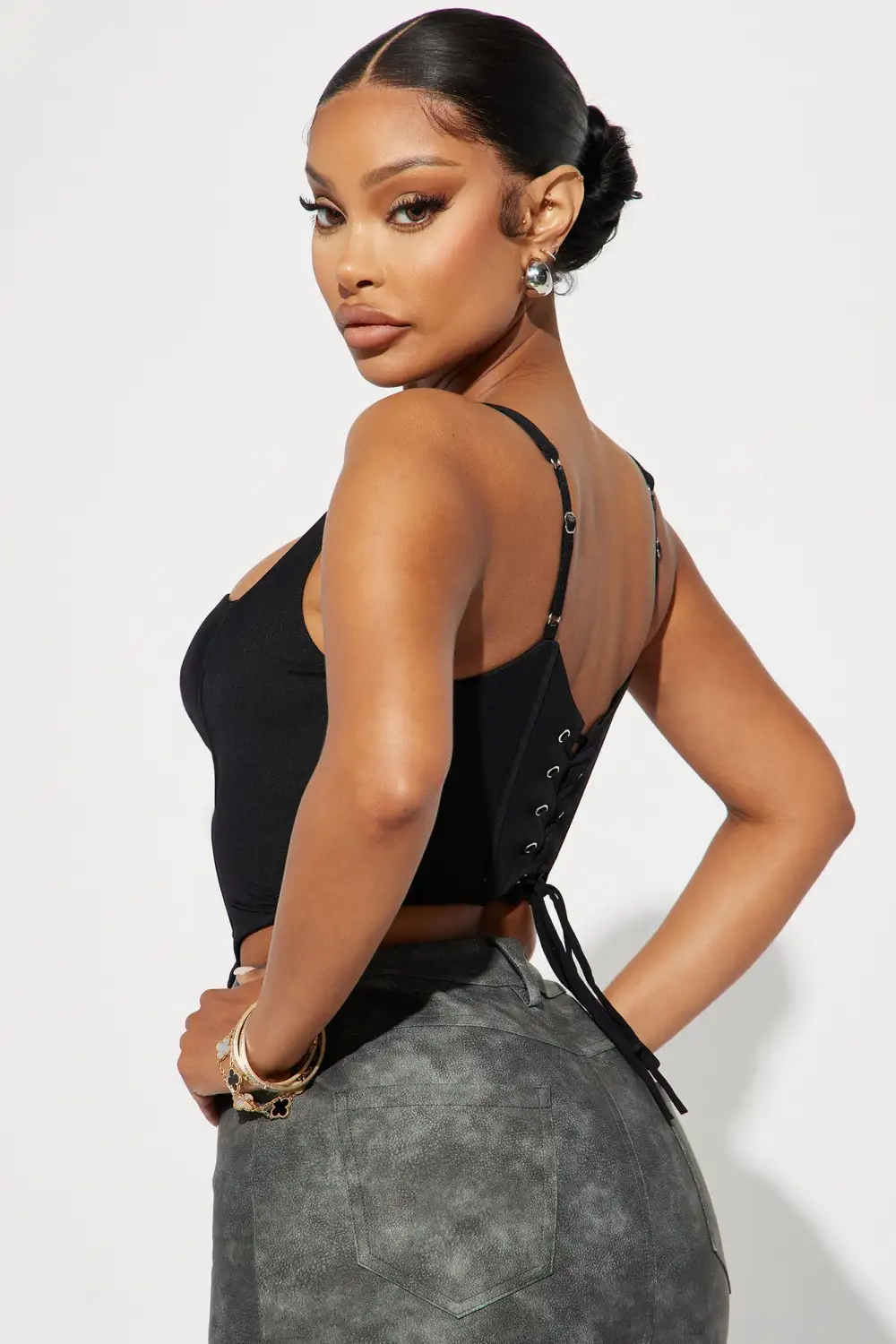 Peek A Boo Corset Top - Black