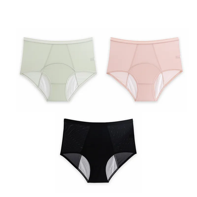 High Waist Leak Proof Ice Silk Panties Plus Size L-6XL