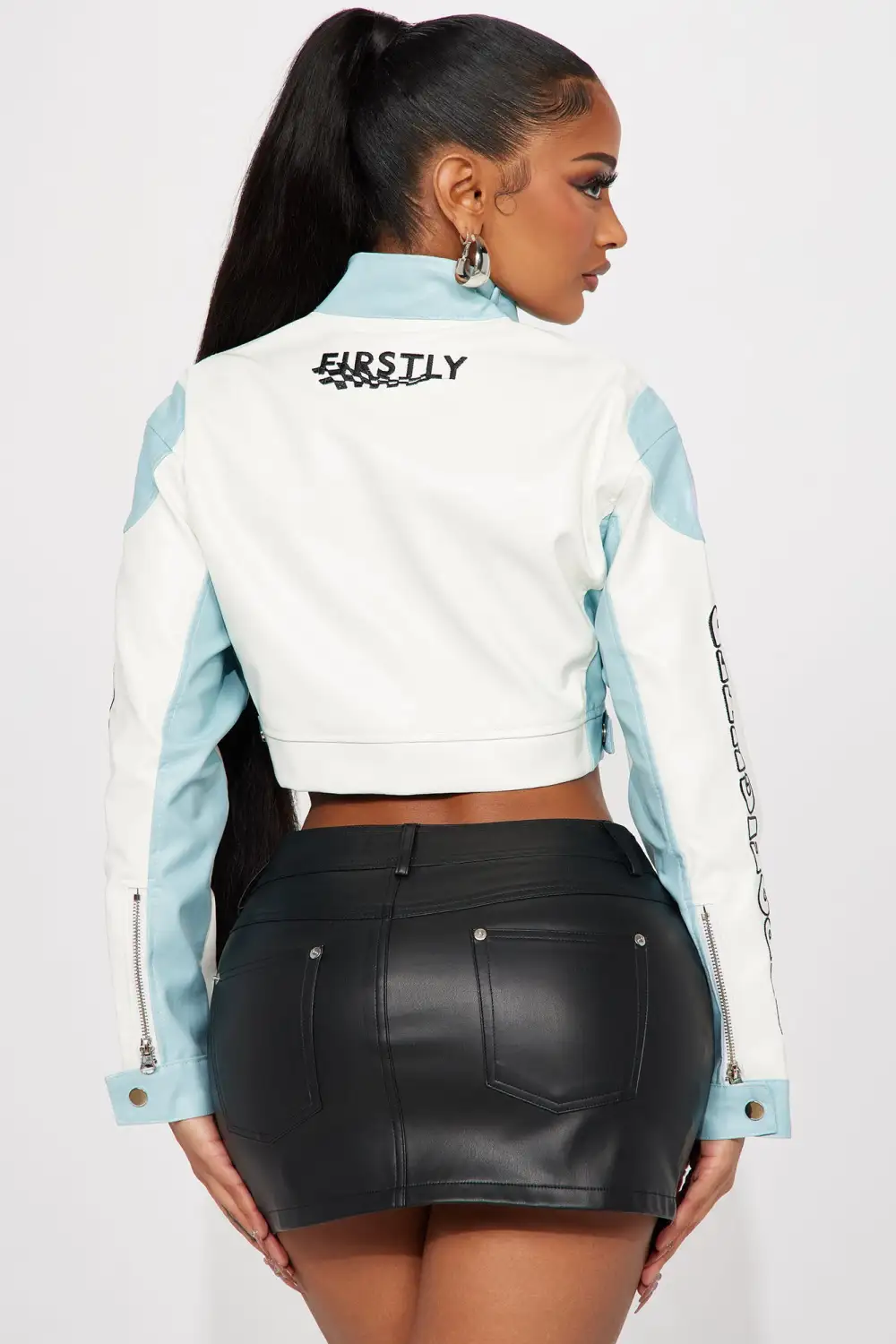 Pedal To The Medal Cropped Jacket - White/Blue