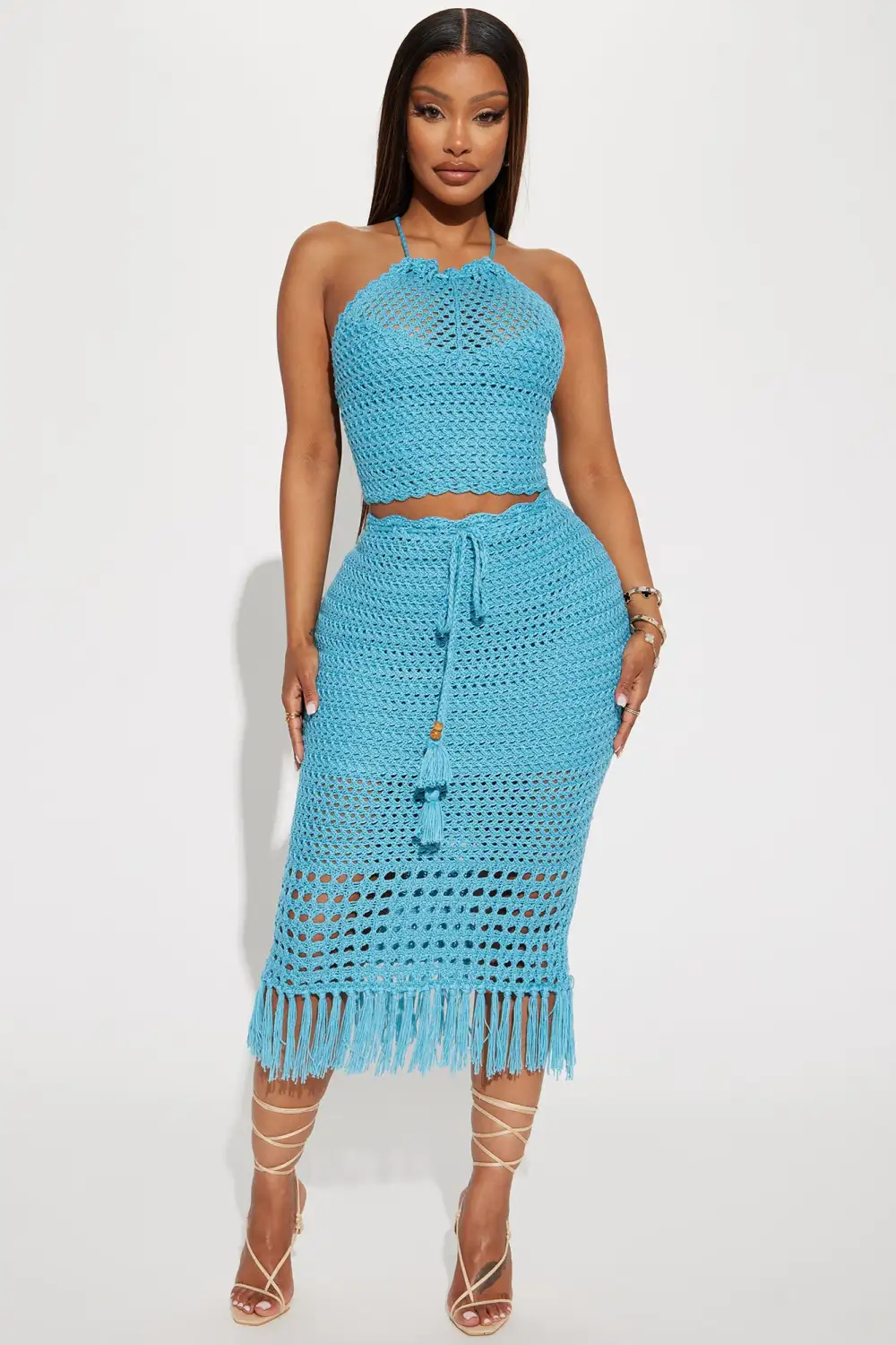Island Girl Crochet Skirt Set - Aqua