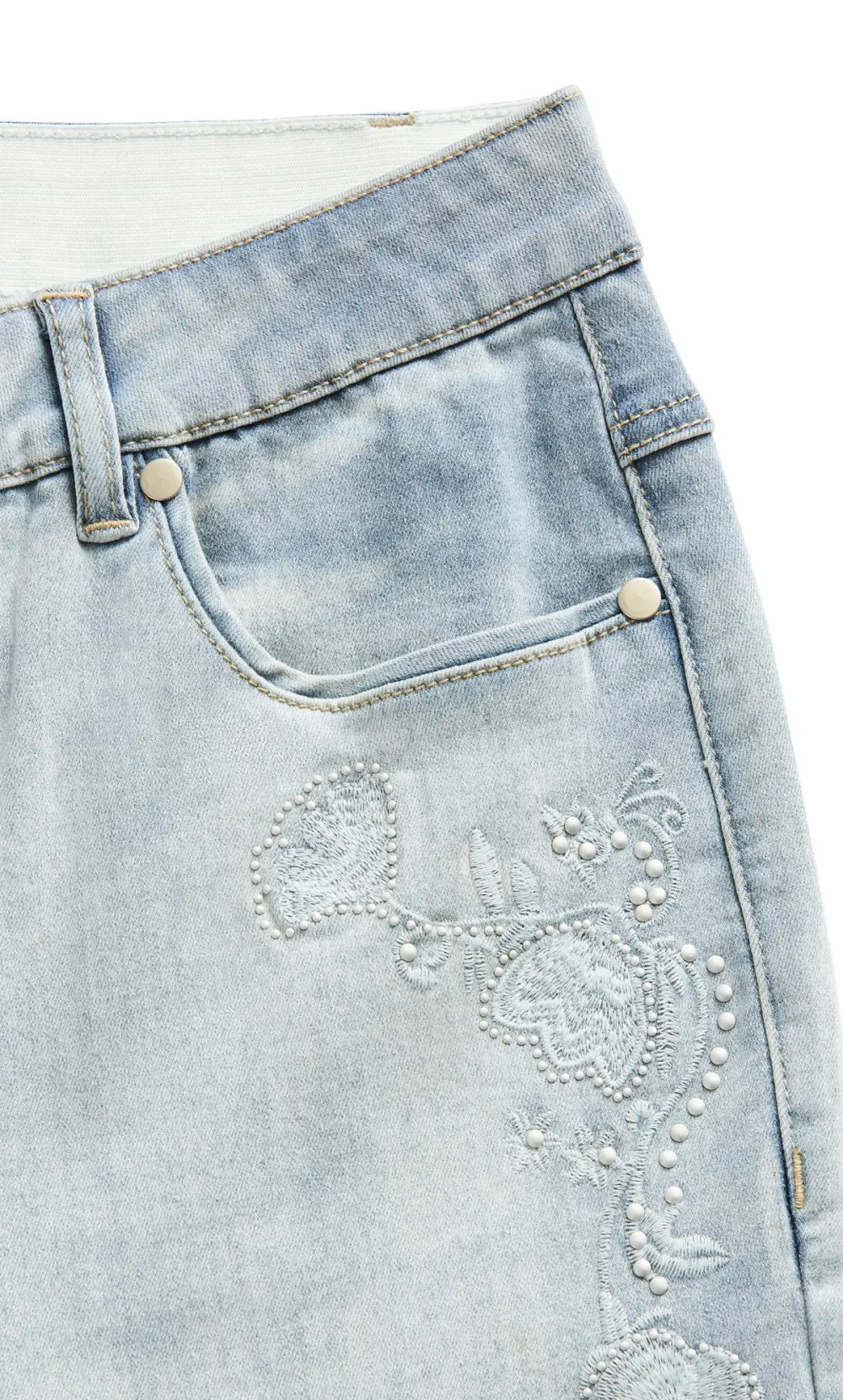 Evans Blue Mid Wash Denim Suri Embroidered Jean