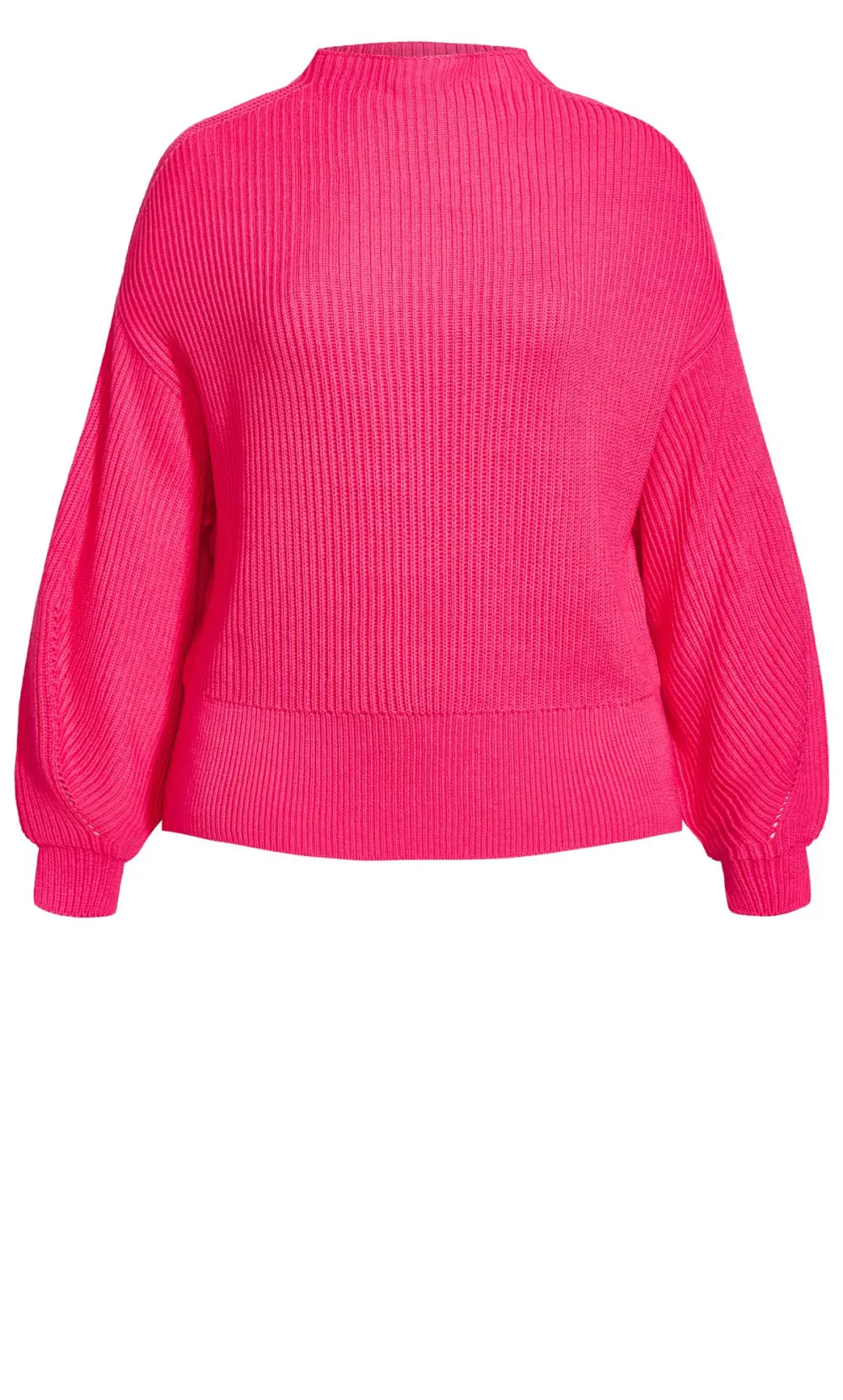 Evans Bright Pink Balloon Sleeve Knitted Jumper