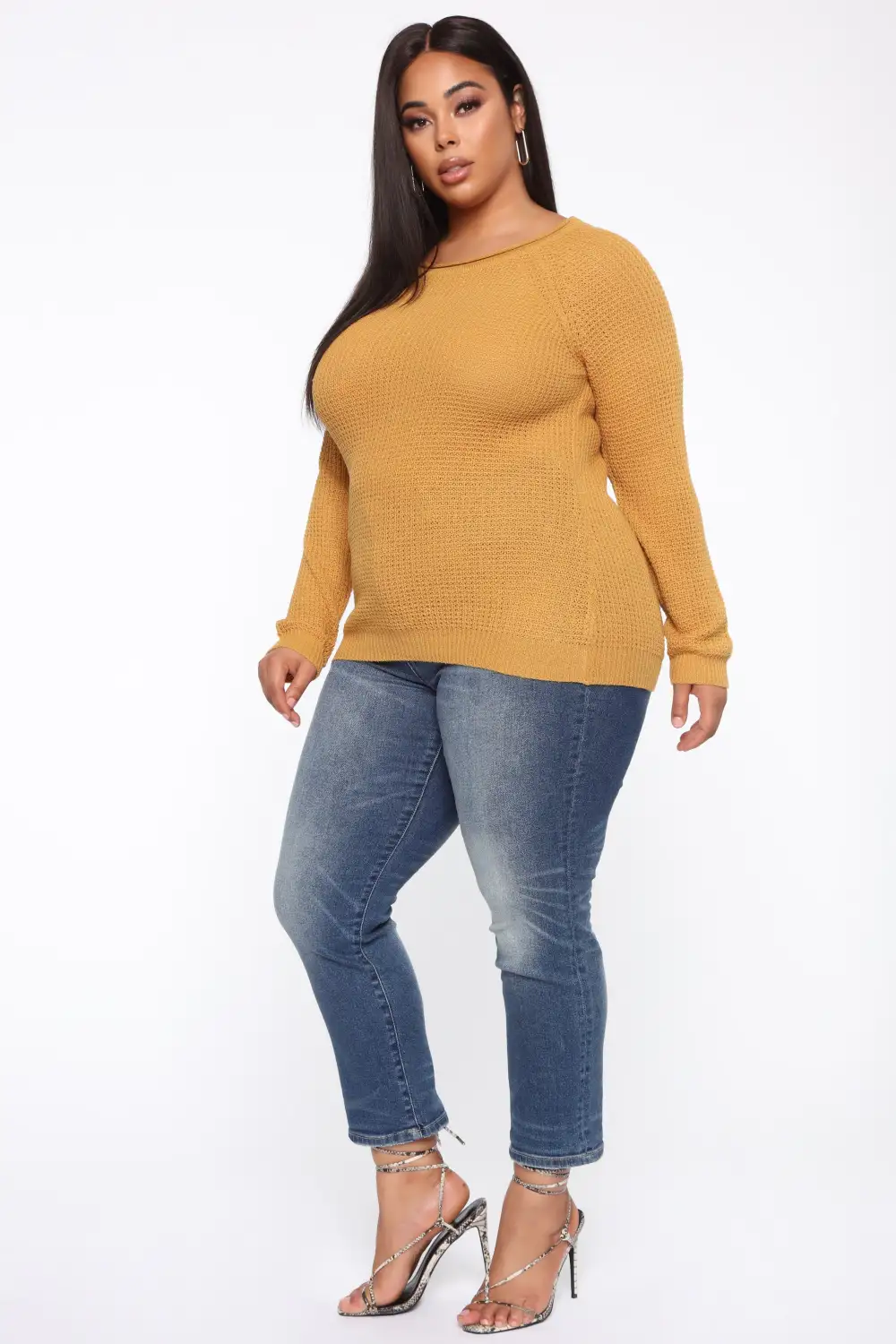 Ariana Waffle Sweater - Mustard