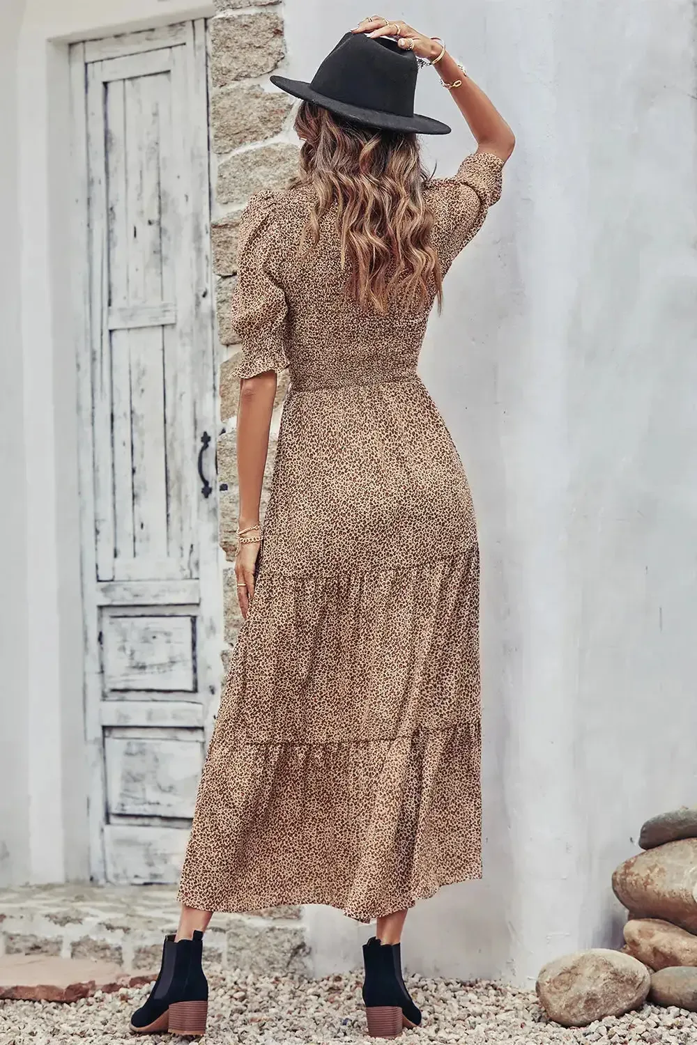 Summer Ruffle Bohemian Tiered Smocked Maxi Dress