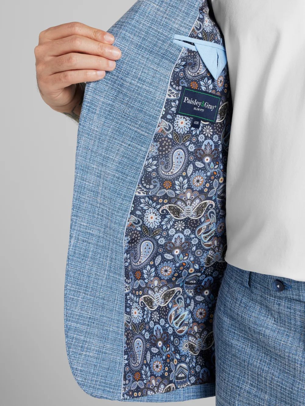 Paisley &Amp; Gray Slim Fit Textured Crosshatch Suit Jacket