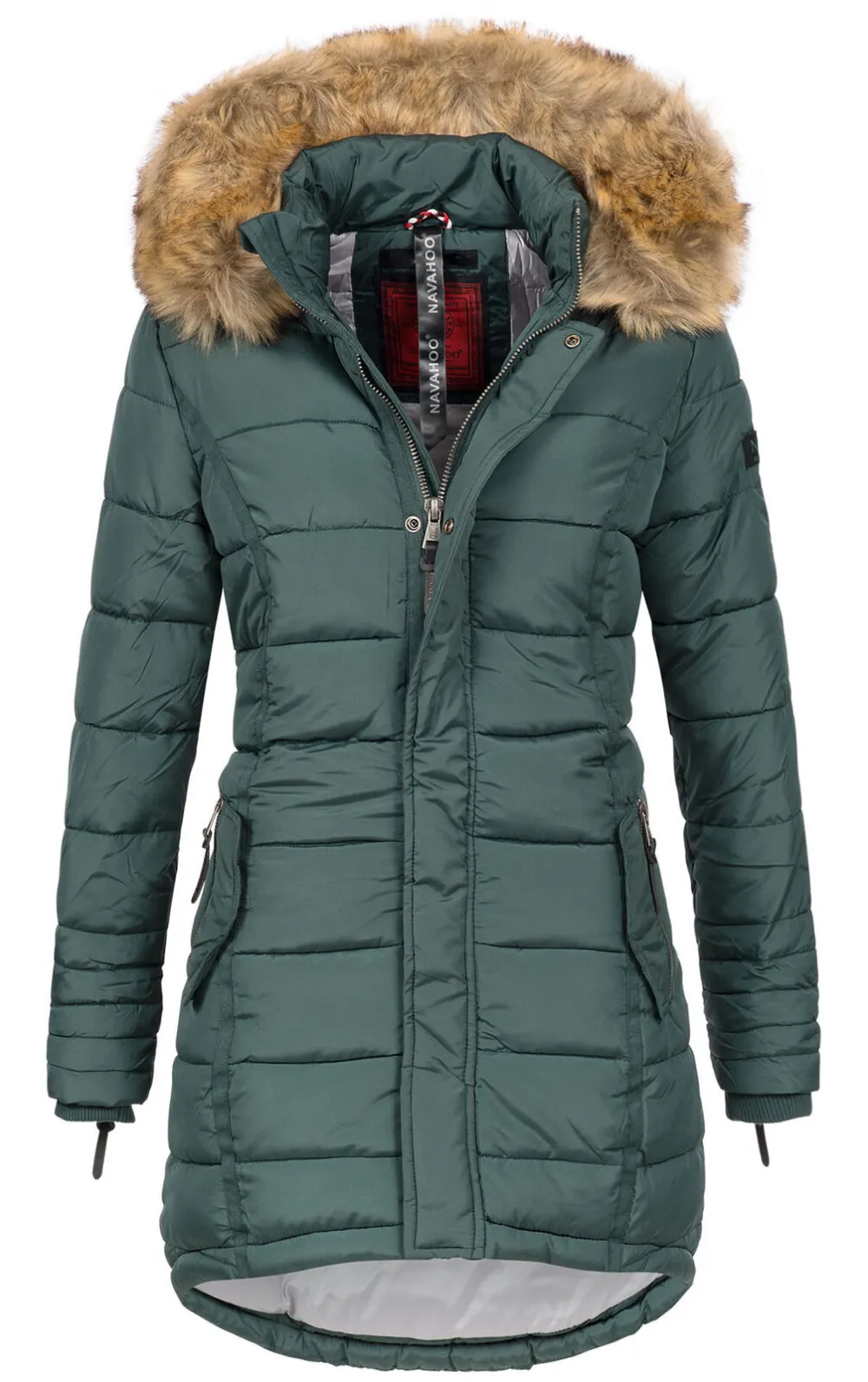 Fashion ladies parka coat with fur collar L