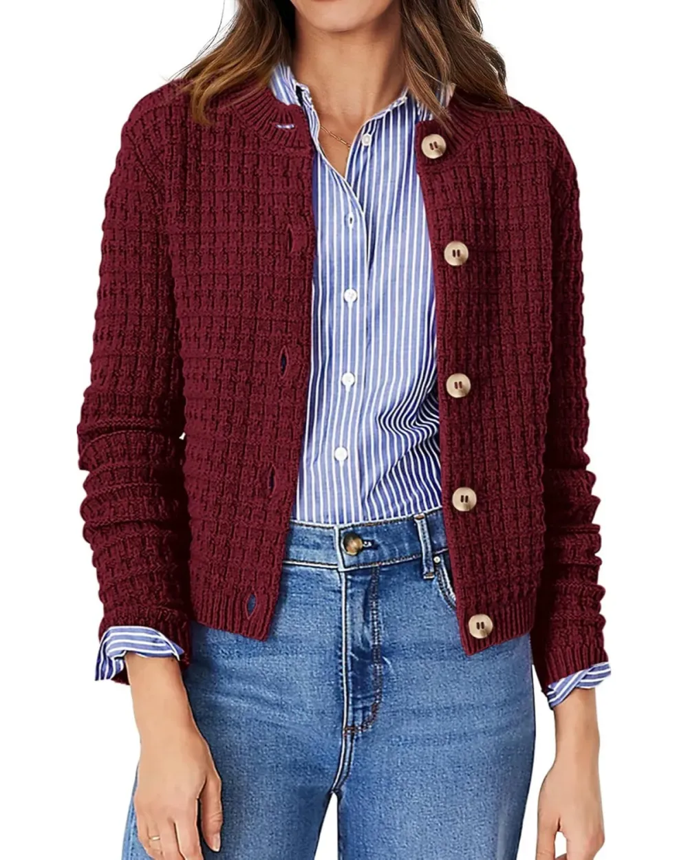 Women's Knit Cardigan Sweaters Casual Long Sleeve Open Front Button Down Trendy Jackets Outerwear